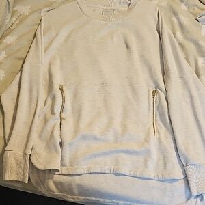 Varley Off-White Sweater with Gold Zippers